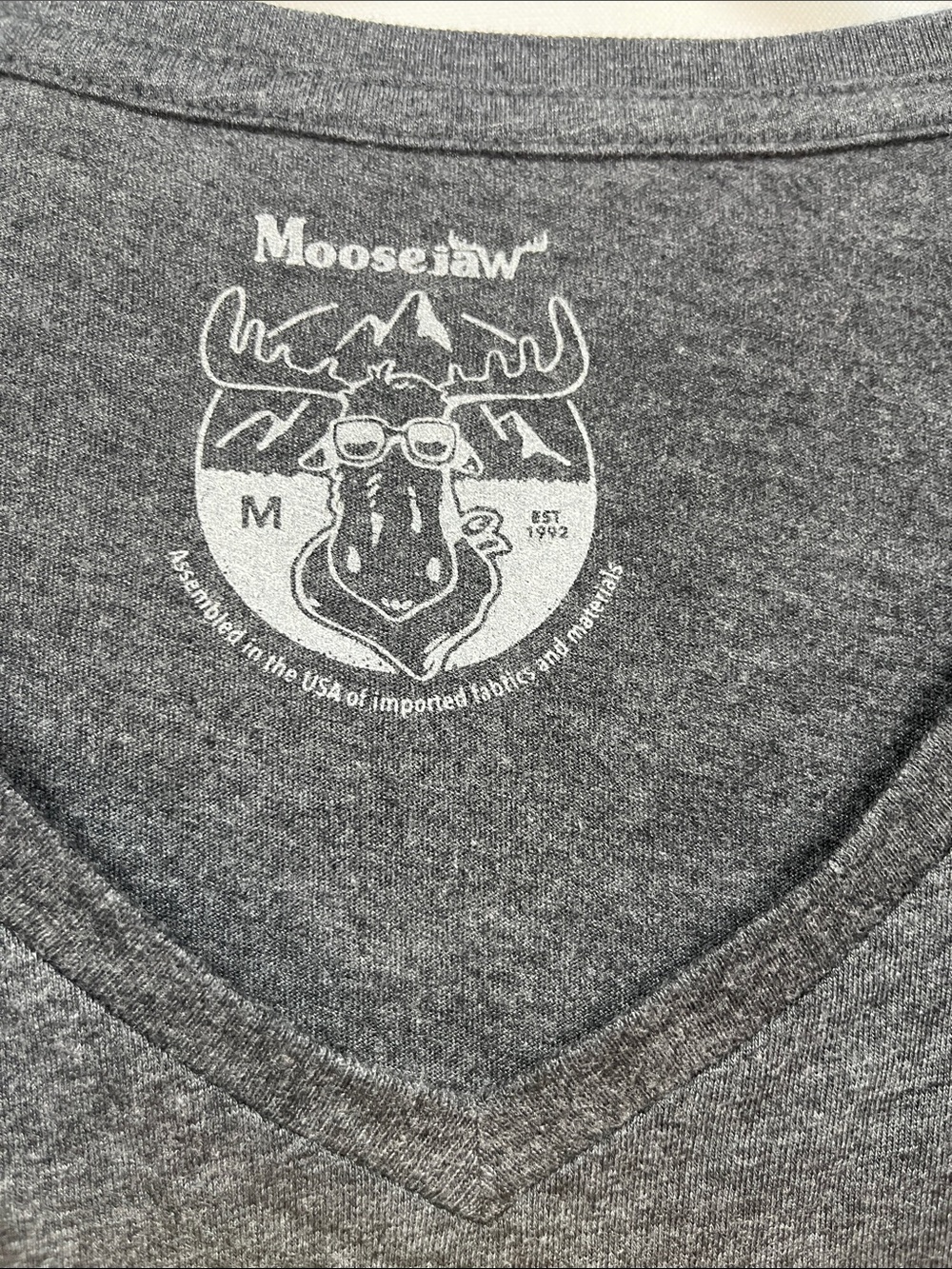 Moosejaw Women’s “Believe” UFO Mountain Graphic V-Neck Tee Black-Charcoal NWT - Picture 3 of 5